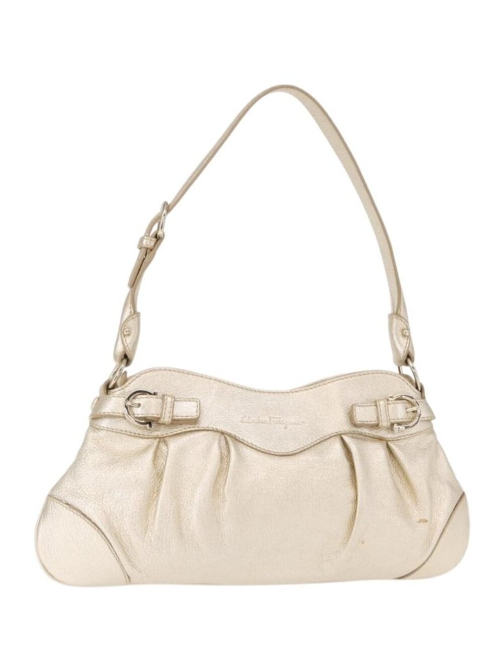Salvatore Ferragamo Gancini Shoulder Bag Leather Gold
